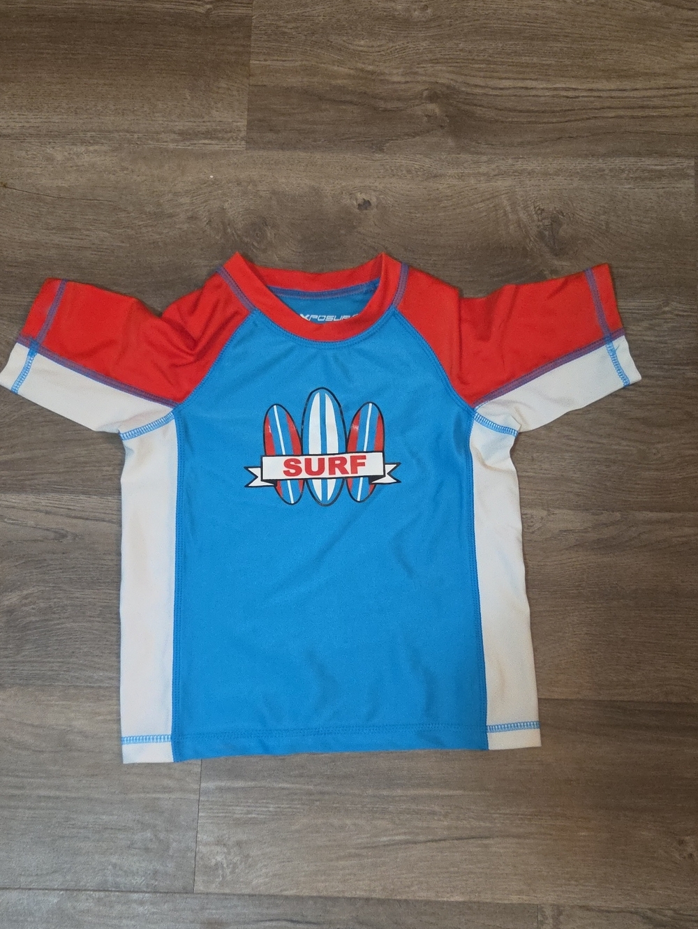 Kids Surf Rash Guard Swim Shirt - Blue & Red
